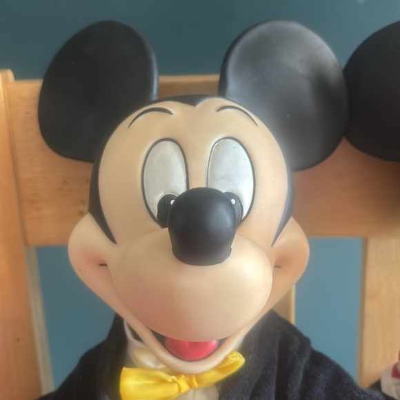 Vintage Mickey & Minnie Mouse Plastic Head, Soft Stuffed Body Plush Disney - Picture 2 of 5